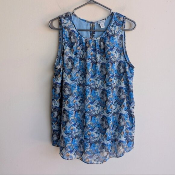 Paraphrase Blue Paisley Sleeveless Top - Picture 1 of 4